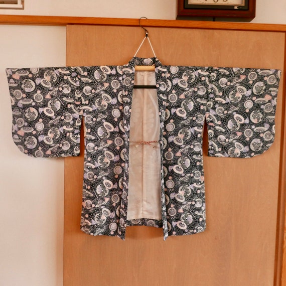Vintage Kimono Haori Jacket, Japanese Umbrella pa… - image 1