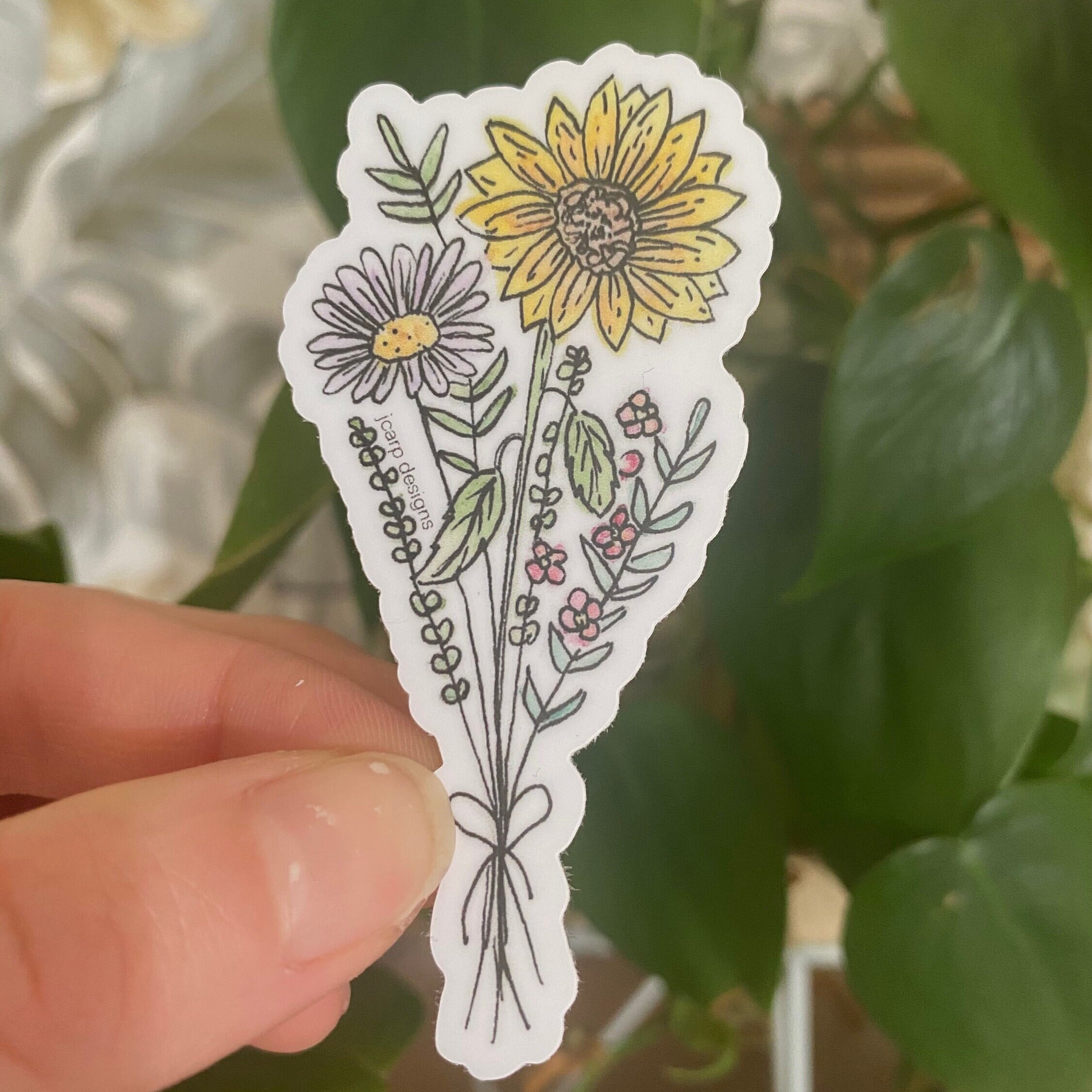 Watercolor Flower Bouquet Vinyl Sticker - Laptop, Water Bottle Decal - Etsy