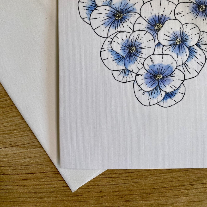 Watercolor Flower Heart Card: Minimalist Blank Greeting Card With ...