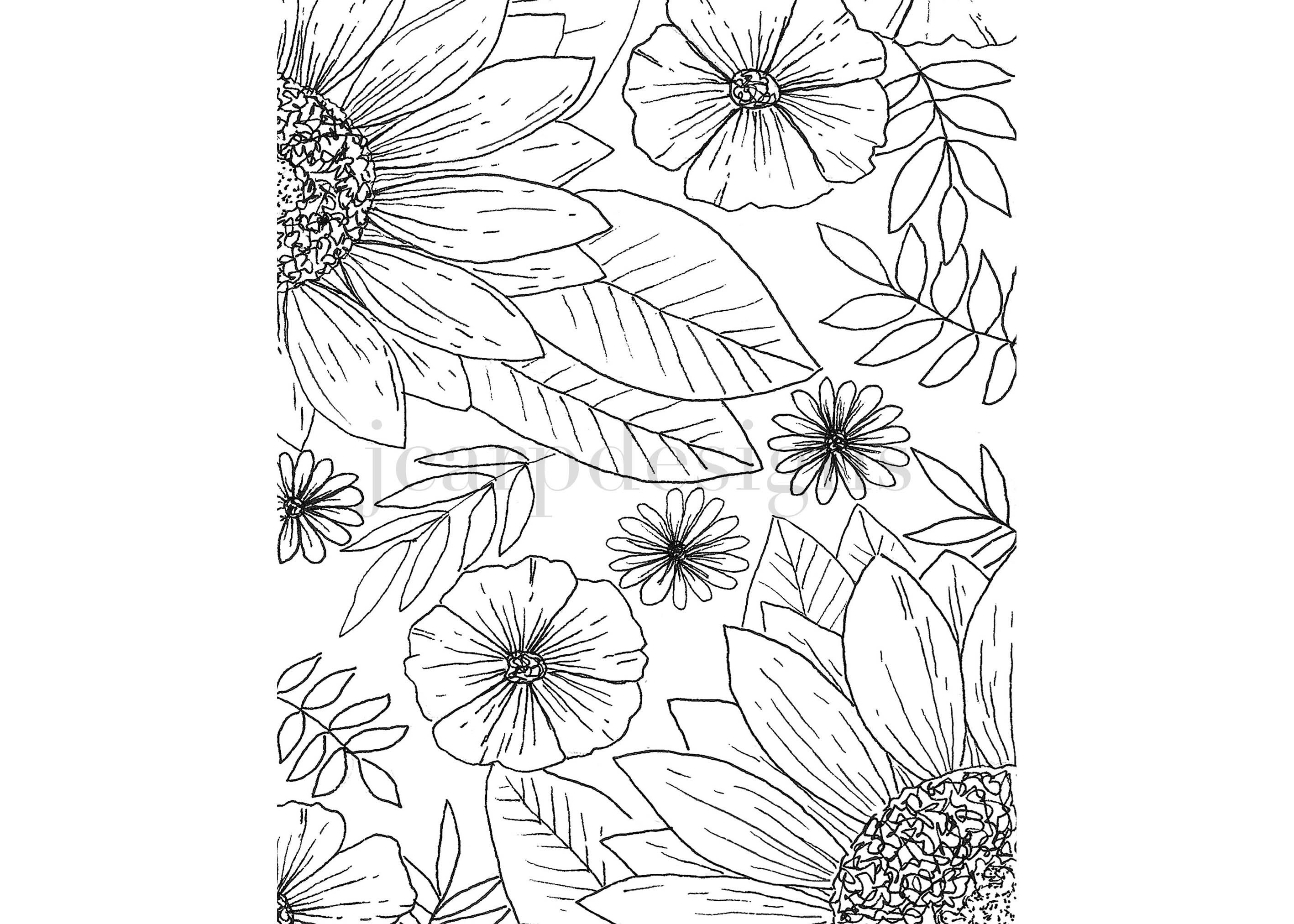 Ink Flower Line Art Print, Botanical Art Print, Botanical Home Decor