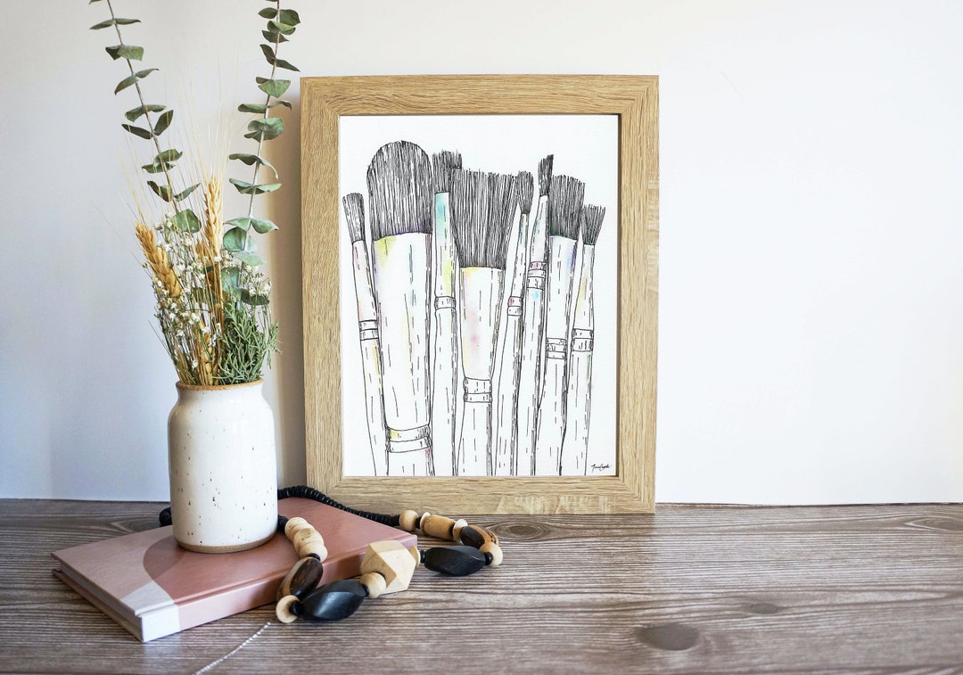 54paintbrush Art Print Paintbrush Line Art Craft Room Etsy