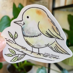 Vinyl Minimal Bird Sticker, Watercolor Bird Notebook Sticker, Water Bottle Sticker, Laptop Decal