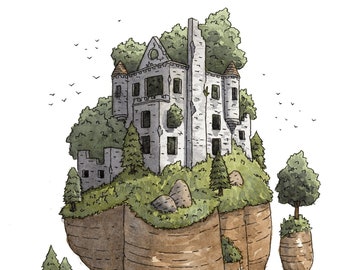 Ruinas del castillo - impresión artística