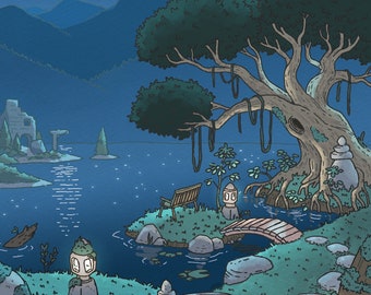 Árbol pacífico - impresión artística