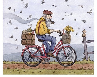 El hombre de la bicicleta - impresión artística