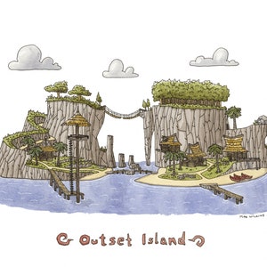 The Legend of Zelda: The Wind Waker - Outset Island - watercolor - 11&quot;x14&quot; print
