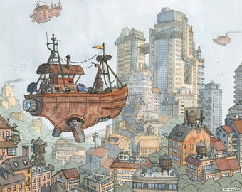 Buque flotante - impresión artística
