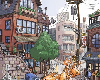 Ciudad de los peces - impresión artística