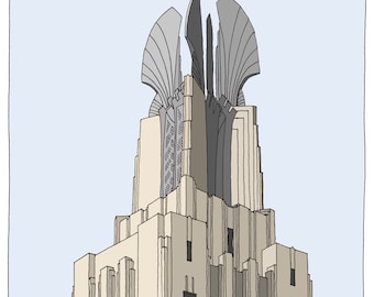 Arte de Rochester: edificio de Times Square, impresión de 28 x 35 cm