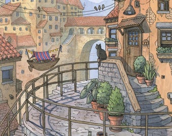 Ciudad del Cielo Viejo - impresión artística