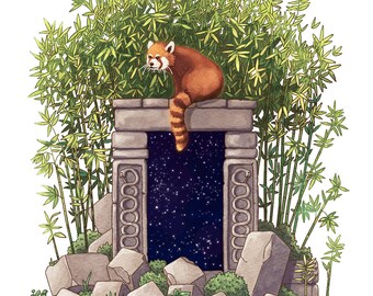 Portal del panda rojo - impresión artística