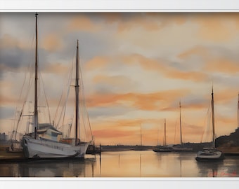Charleston Peaceful Harbour Sonnenuntergang Digitale Wandkunst