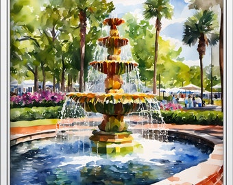 Charleston Brunnen im Park Digitale Wandkunst
