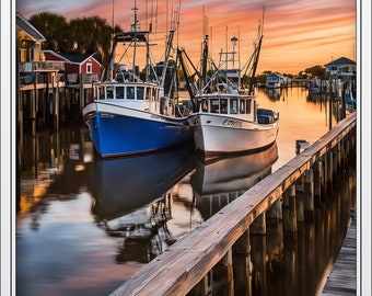 Charleston Shrimpers on the Creek Digitale Wandkunst