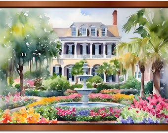 Charleston Manor Blumengarten Digitale Wandkunst