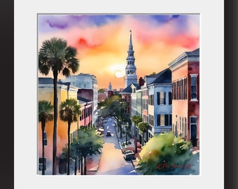 Charleston Street Nachmittag Digitale Wandkunst