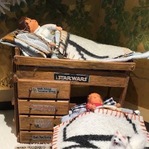 Decke 3,5 x 5 Puppenstube gewebte Wolle wendbar handgenäht handgenähte Decke
