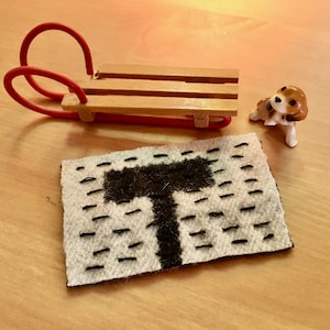 doormat 1.75 x 2.25 inch dollhouse Pendleton wool hand stitched carpet