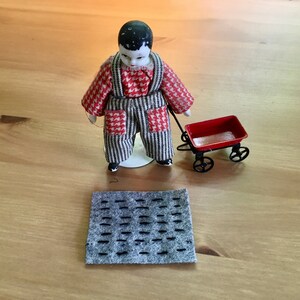 felpudo 1.75 x 2.25 pulgadas casa de muñecas lana alfombra cosida a mano