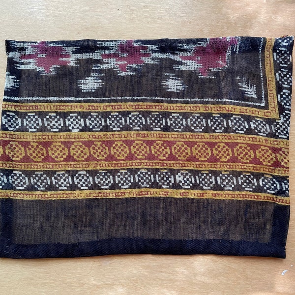 full bed sheet 5 x 7" black & ochre indian cotton  hand-sewn scale 1:12