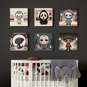 Cute horror Icons nursery art, slashers wall art, baby, cute kids art, scary, halloween, movie image 3