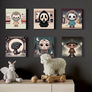 Cute horror Icons nursery art, slashers wall art, baby, cute kids art, scary, halloween, movie image 6