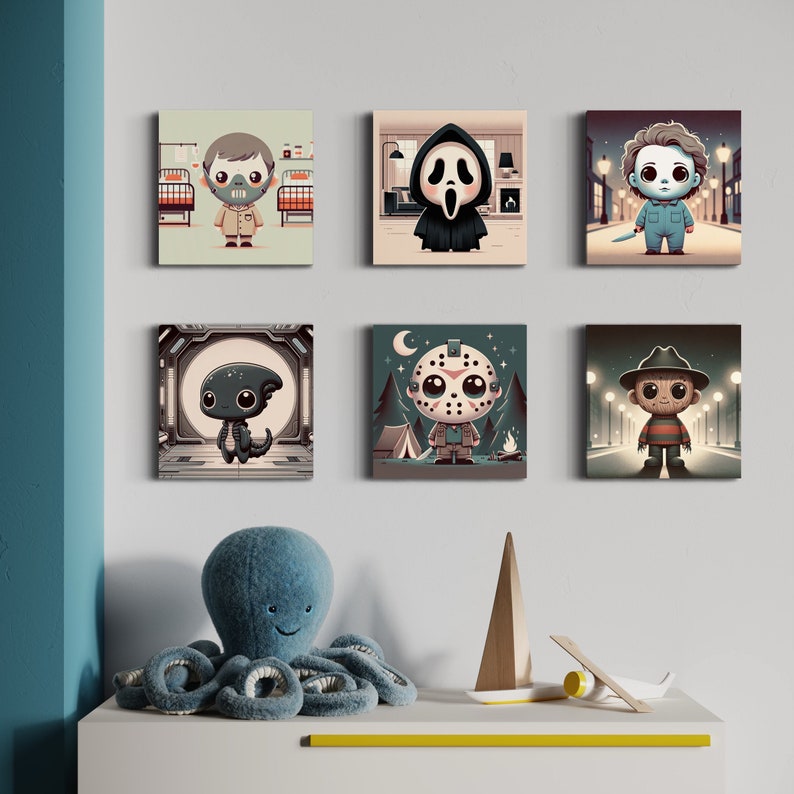 Cute horror Icons nursery art, slashers wall art, baby, cute kids art, scary, halloween, movie image 8