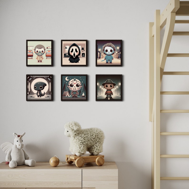 Cute horror Icons nursery art, slashers wall art, baby, cute kids art, scary, halloween, movie image 9