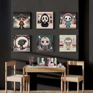 Cute horror Icons nursery art, slashers wall art, baby, cute kids art, scary, halloween, movie image 2