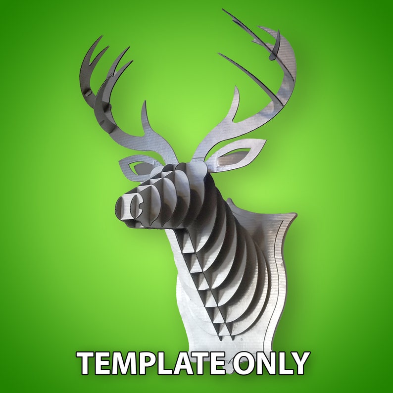 Deer Head Wall Mount (cardboard Digital Template) Etsy