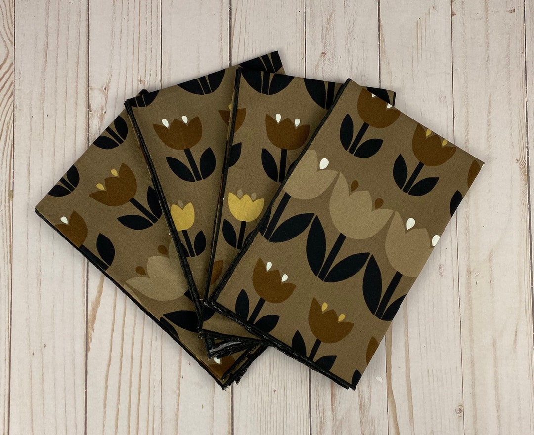 Upcycled Cloth Napkins, Set of 4, Earth Tone Tulips Etsy