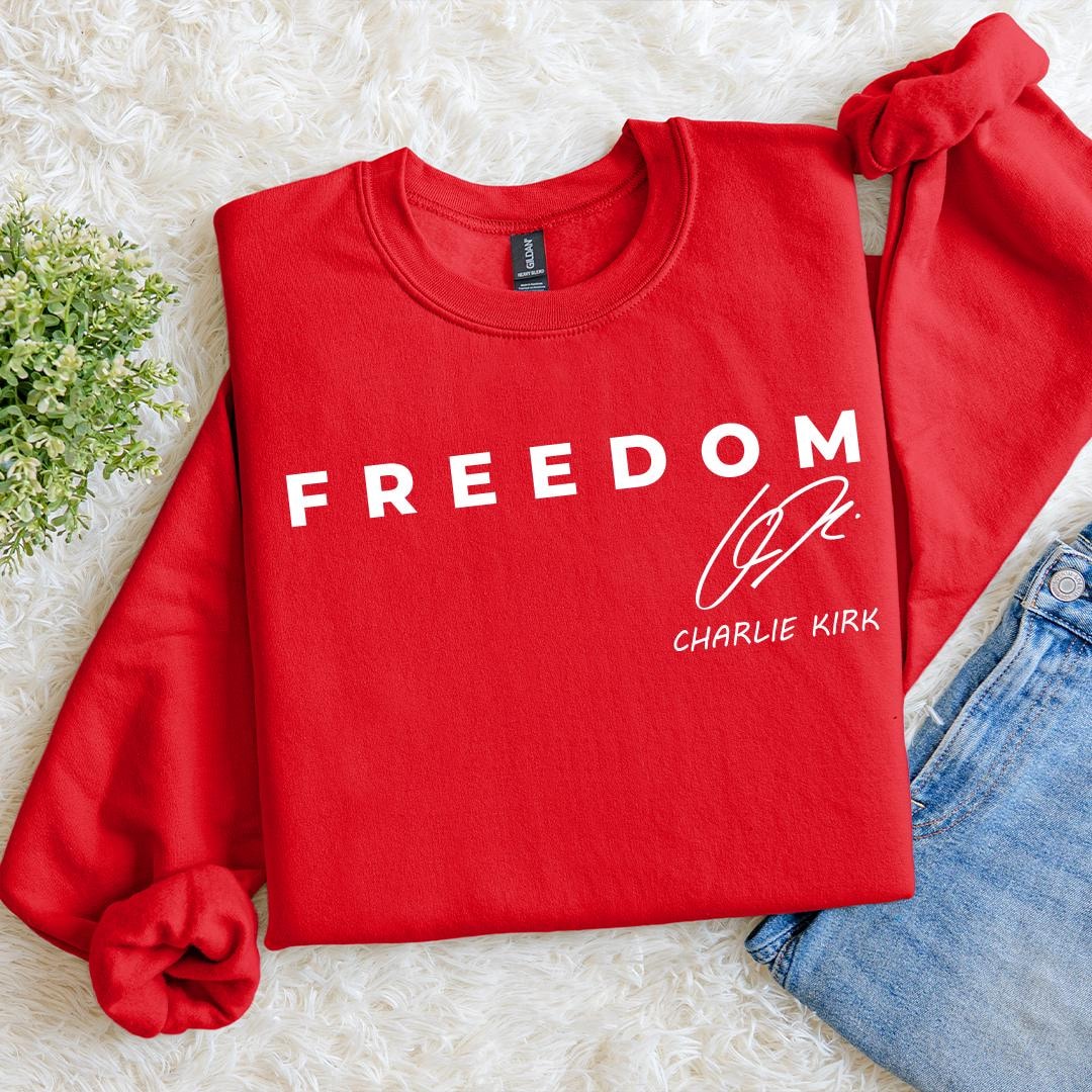 トップス 22aw S Ennoy charles kirk sweater brown Freedom Charlie Kirk Signature Crewneck - Red Sweatshirt Patriotic