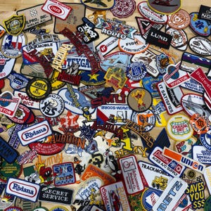 50 Lot of Vintage Sew & Iron On Patches Random Mix - Embroidered Applique, Fashion Badges, DIY Craft, Retro Patches for Apparel and Crafts