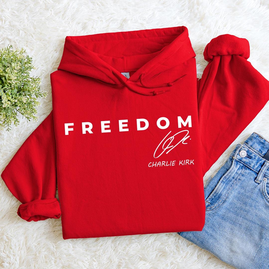Freedom Charlie Kirk Signature Hoodie We Wear Red Charlie Kirk - Main Image