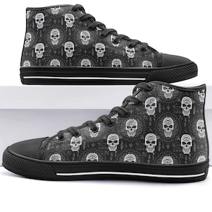 Demon Skull Mandala Witchy Goth Coven Crew Unisex High Top Canvas Shoes