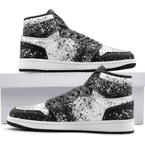Retro Streetwear Black and White Splatter Unisex Sneaker