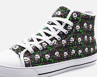 Rad Party Skull Goth Skater Unisex High Top Canvas Shoes