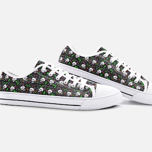 Rad Party Skull Goth Skater Unisex Low Top Canvas Shoes