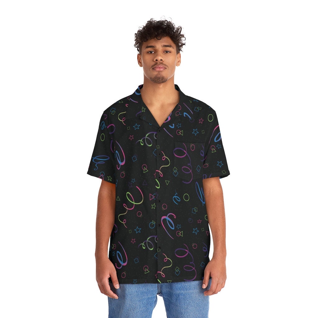 Retro Realistic 90s Arcade Rug Pattern Men's Hawaiian Shirt - Etsy