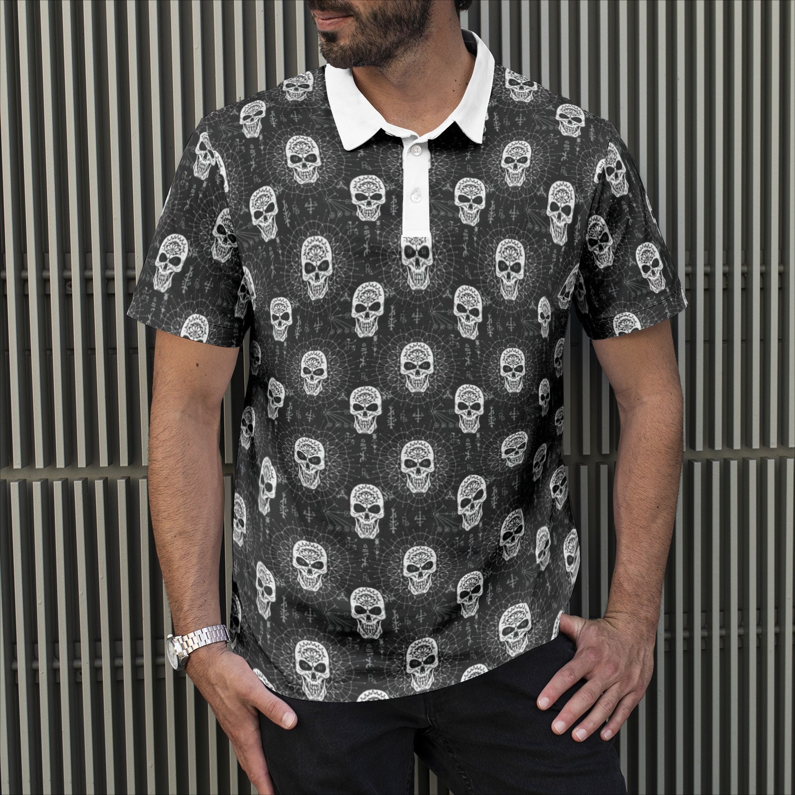 Demon Skull Mandala Witchy Goth Polo Shirts - Etsy