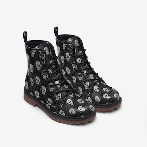 Demon Skull Mandala Witchy Goth Faux Leather Lightweight boots