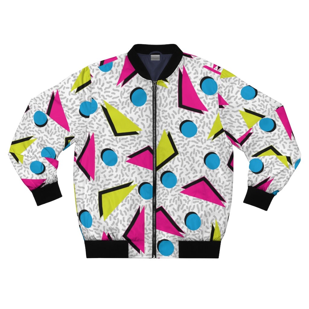 Retro 80's Geometric Street Art Inspired Bomber Jacket - Etsy