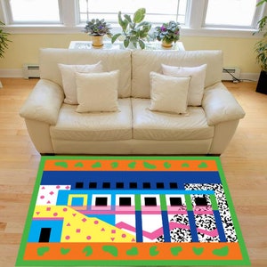 Orlando Not Memphis 90s Retro Geometric Art Style Area Rug