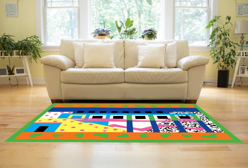 Orlando Not Memphis 90s Retro Geometric Art Style Area Rug - Etsy