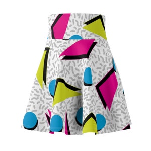 Retro 80s and 90s Style Geometric COME ON! Women's Skater Skirt