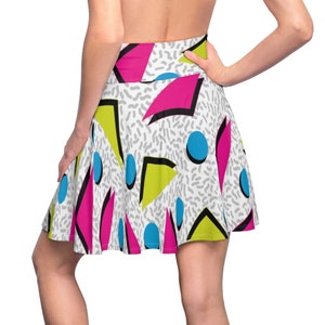 Retro 80s and 90s Style Geometric COME ON Women's Skater Skirt image 4