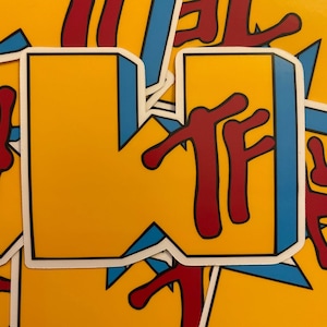 Autocollant en vinyle résistant aux intempéries parodie WTF avec logo MTV rétro des années 90