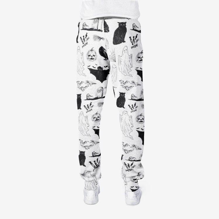 Halloween Gothic Cats, Ravens, Ghosts, Vampires, Spider Webs Athletic Joggers