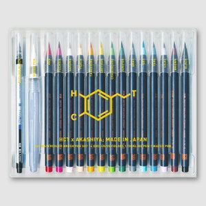 HCT x Akashiya Sai aquarelpenseelset 16-delig uit Japan