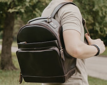 Teacher Backpack,Daily Backpack Bag,Monogram Leather Rucksack,Leather Backpack Purse,Personalized Backpack,Leather Backpack for Laptop